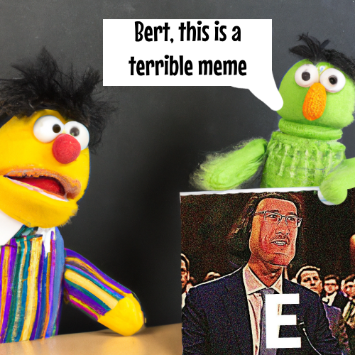 Bert is struggling with his grades in memes 101. From DALLE2