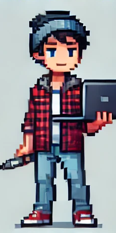 Pixel art of a project manager
