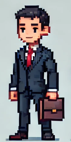 Pixel art of an executive in a suit