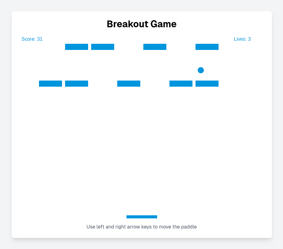 Screenshot from the breakout copy game I asked v0 to make