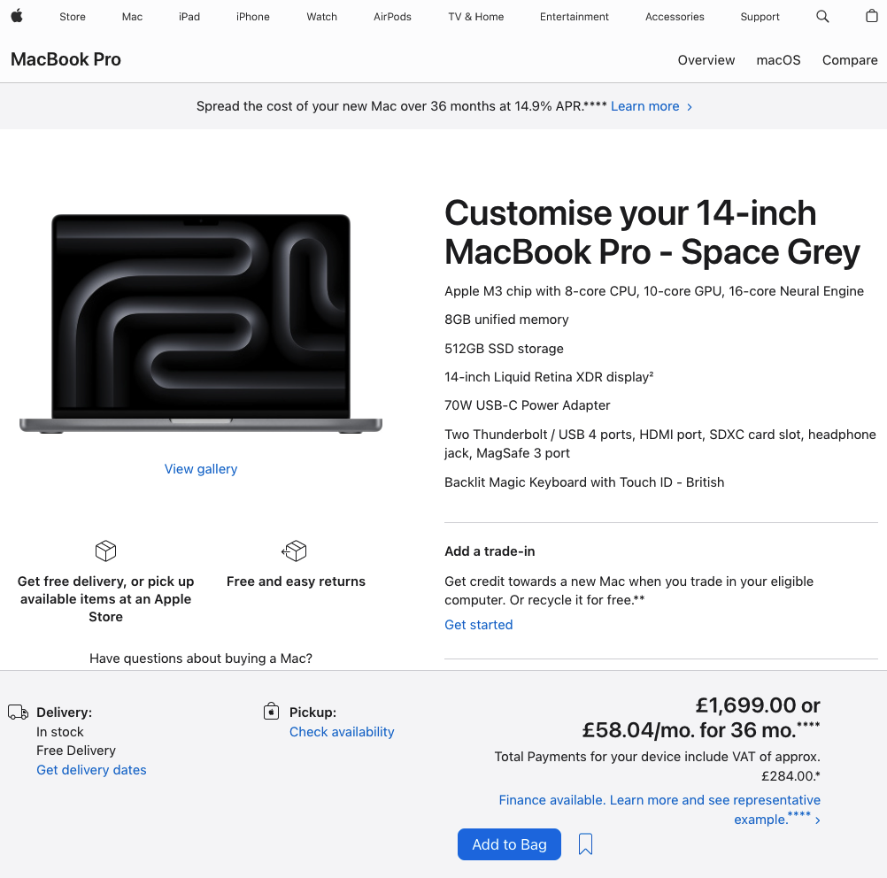 Top of the page when you're configuring an M3 macbook pro for purchase