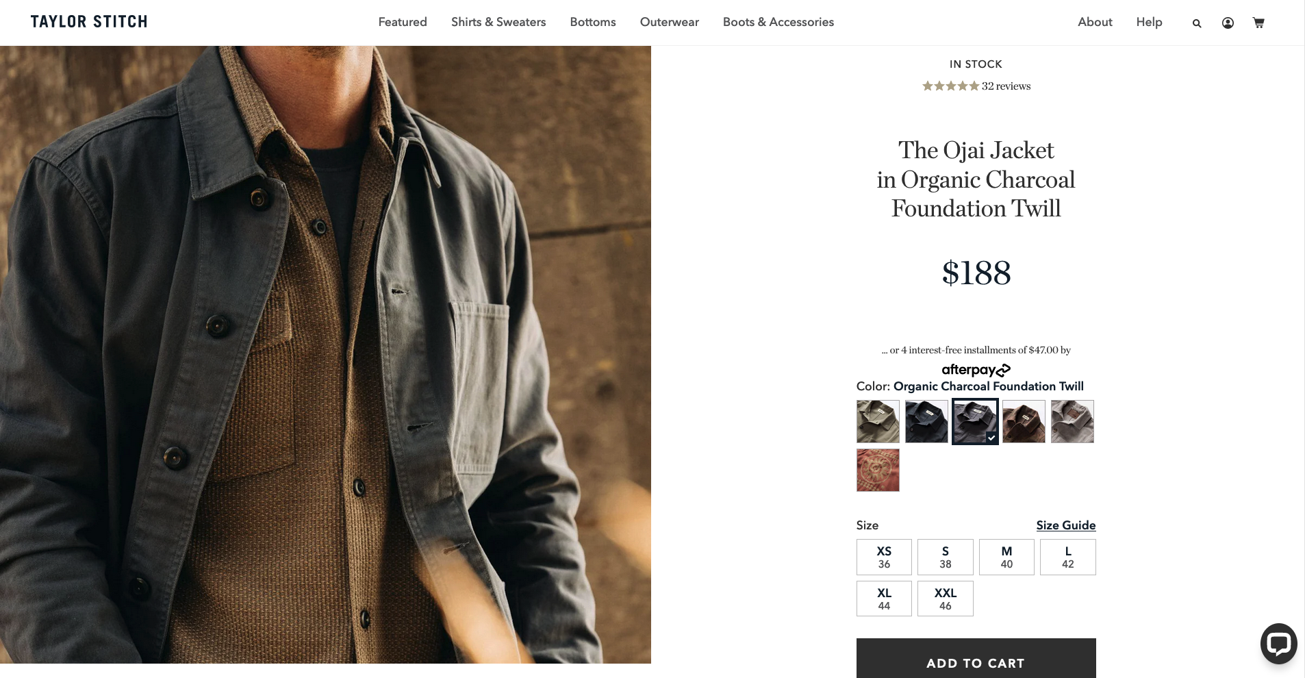 Product page for the jacket