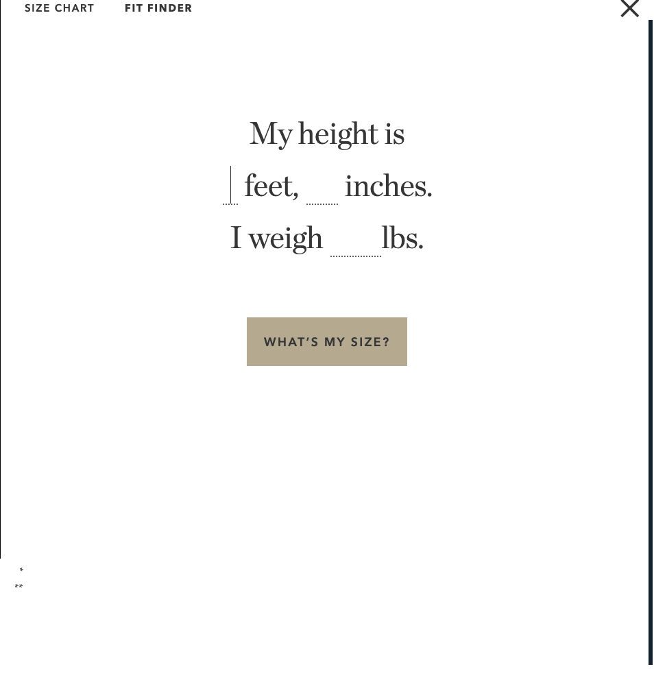 size recommendation form