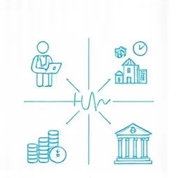 AI generated image of HR, Finance, and healthcare industries