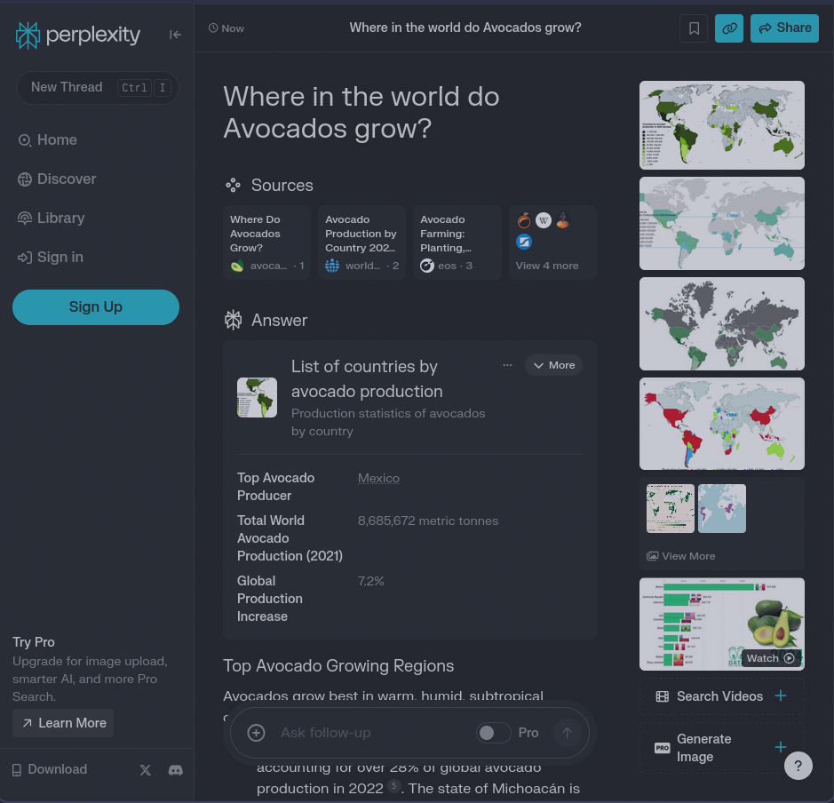 screenshot from a search done with Perplexity