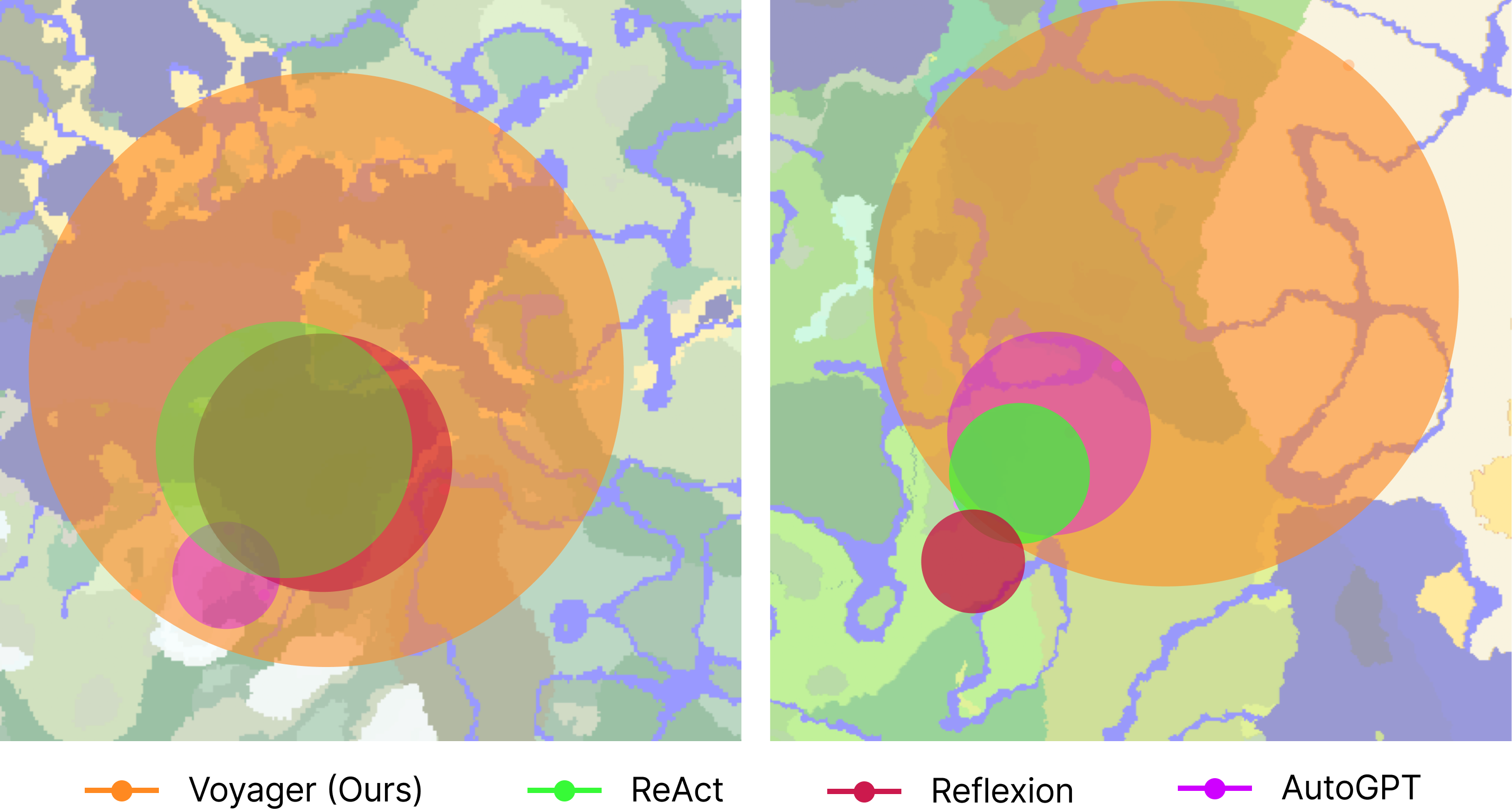 maps showing voyager's range compared to other agents